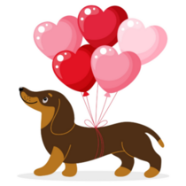 Dachshund Heart Balloons Sticker