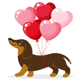 Dachshund Heart Balloons Sticker