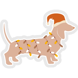 Dachshund In Santas Lights Sticker
