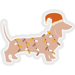 Dachshund In Santas Lights Sticker