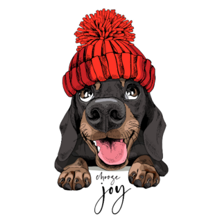 Dachshund Red Knit Hat Sticker