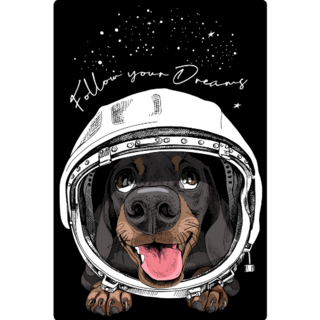 Dachshund Retro Astronaut Sticker
