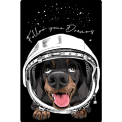 Dachshund Retro Astronaut Sticker