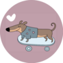Dachshund Skater Sticker