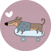 Dachshund Skater Sticker