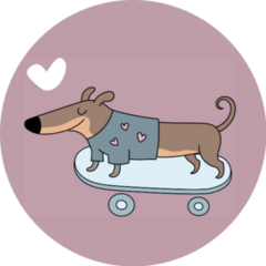 Dachshund Skater Sticker