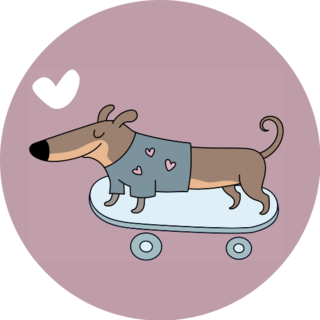 Dachshund Skater Sticker