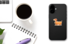 Dachshund Weenie Sticker on a Phone (New) example