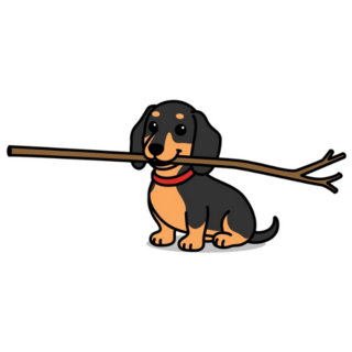Dachshund With Stick Sticker