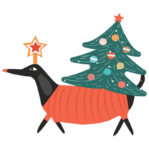 Dachshund Xmas Tree Sticker