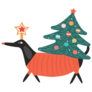 Dachshund Xmas Tree Sticker