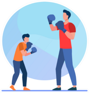 Dad And Son Training Boxing Skills Cartoon Sticker