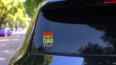 Dada Daddy Dad Bruh Block Letters Sticker on a Rear Car Window (New) example