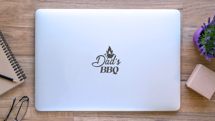 Dad’s Bbq Slogan Inscription Sticker on a Laptop (New) example
