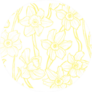 Daffodil Line Work Pattern Circle Sticker