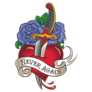 Dagger Through Heart Never Again Tattoo Sticker