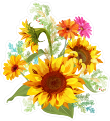 Daisy and Sunflower Bouquet Sticker