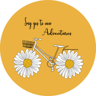 Daisy Bicycle Say Yes To New Adventures Yellow Sticker