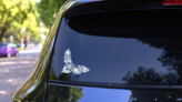 Daisy Flower Corner Border Sticker on a Rear Car Window (New) example