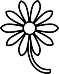 Daisy Flower Outline Flat Icon Sticker