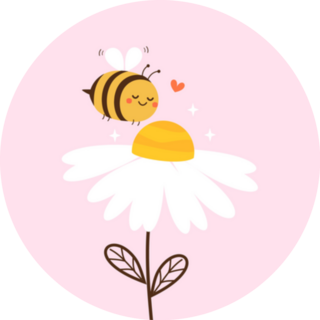 Daisy Flower With Cute Bee Cartoon Sticker