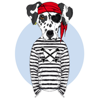 Dalmatian Doggy Pirate Sticker