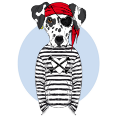 Dalmatian Doggy Pirate Sticker