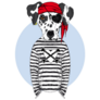 Dalmatian Doggy Pirate Sticker