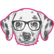 Dalmatian In Glasses Pink Sticker