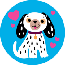 Dalmatian Love Blue Sticker
