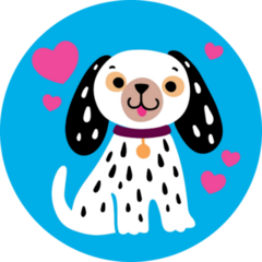Dalmatian Love Blue Sticker