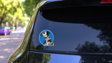 Dalmatian Pink Collar Sticker on a Rear Car Window (New) example