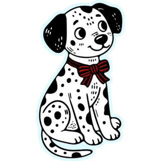 Dalmatian Red Bow Sticker