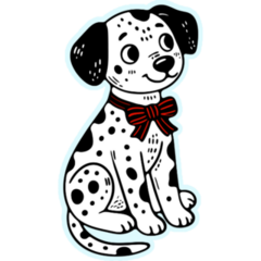 Dalmatian Red Bow Sticker