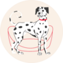 Dalmatian Red Leash Sticker