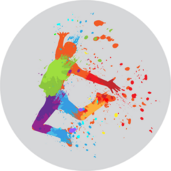 Dancing Boy With Colorful Spots And Splashes Sticker