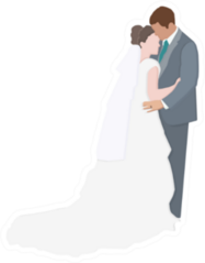 Dancing Bride and Groom Wedding Sticker