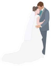 Dancing Bride and Groom Wedding Sticker