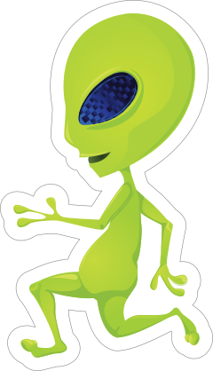 Dancing Green Alien Sticker