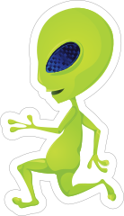 Dancing Green Alien Sticker