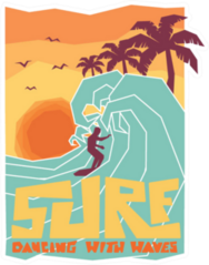 Dancing With Waves Surfing Sticker