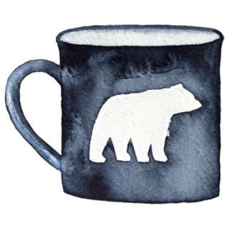 Dark Black Mug With Walking Alaskan Bear Silhouette Sticker
