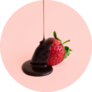 Dark Chocolate Pouring On A Strawberry Pink Sticker