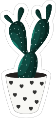 Dark Green Cactus in Heart Pot Sticker