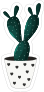 Dark Green Cactus in Heart Pot Sticker