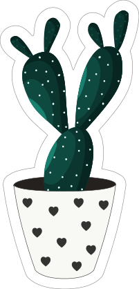 Dark Green Cactus in Heart Pot Sticker