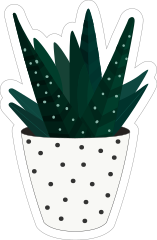 Dark Green Succulent in White Polka Dot Pot Sticker