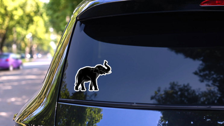 Dark Indian Elephant Sticker on a Rear Car Window (New) example