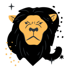 Dark Leo Lion Cartoon Zodiac Sticker