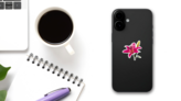 Dark Pink Lily Flower With Bud Sticker on a Phone (New) example